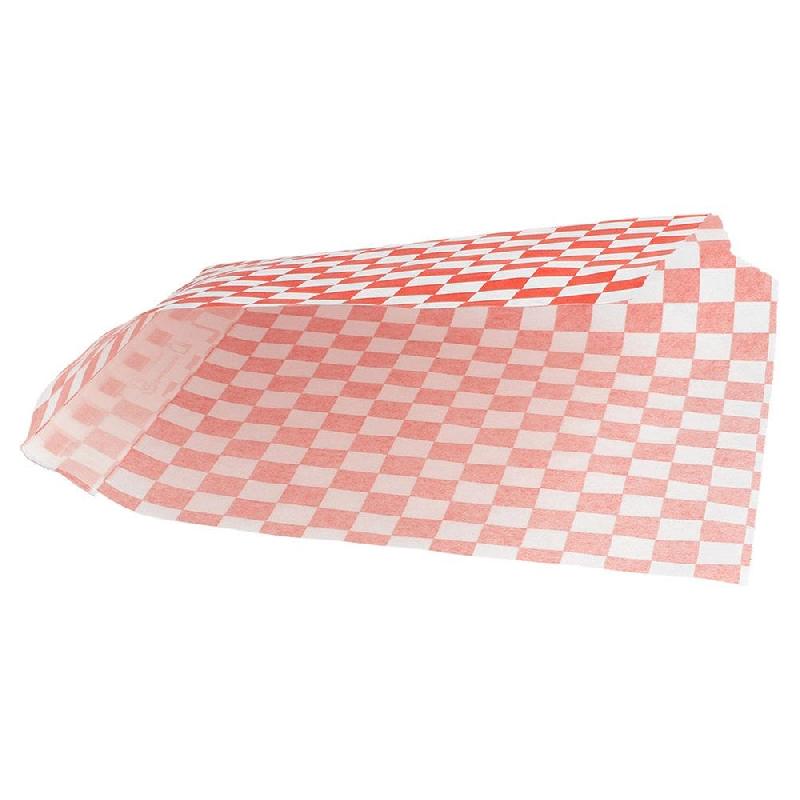 Sachet papier ingraissable Damier rouge 2 côtés ouverts 16x16,5cm - par 500_1