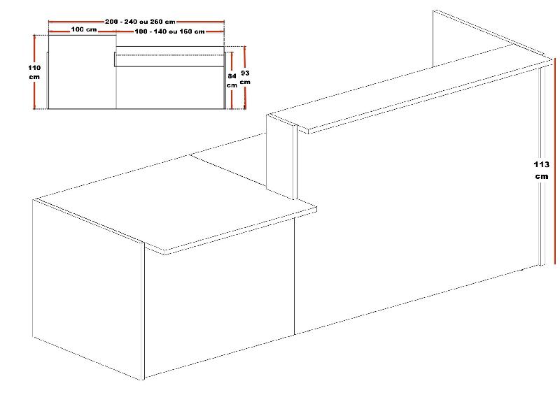 Banque d'accueil avec PMR Torino - 200, Droite, Non, Noyer grisé / anthracite_1