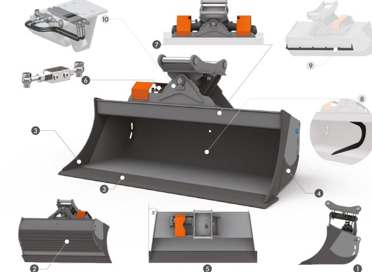 Godet de curage oriéntable sqs 50 8°hd poids machine 4,0 - 6,0 cangini_1