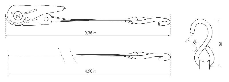 Set de 4 sangles d'arrimage à cliquet 25mm x 4,50m avec crochets S - Rouge - Réf. 00290611 - Marque Thirard_1