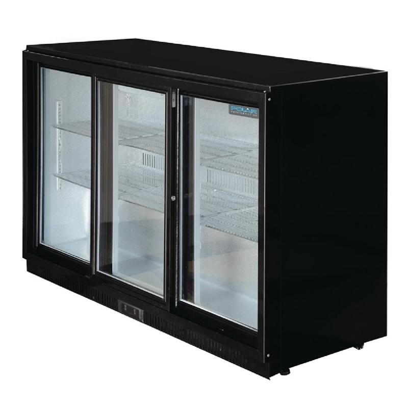 Arrière-bar trois portes coulissantes Série G noir 320L | Polar - GL013_1