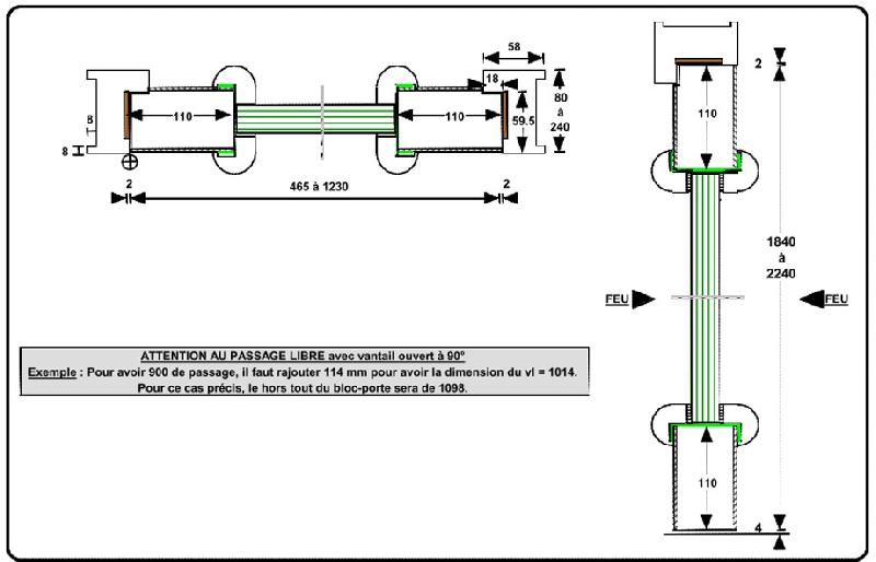 Bloc-porte vitré Crouzi Feu GV/09 SA 1V DAS FP applique - Crouzilles - Huisserie bois exotique avec vitrage Pyrobel 25 et conformité NF S 61.937-2_1