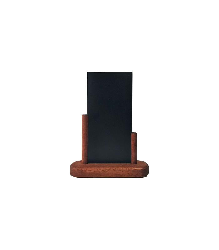 Porte menu de table en bois couleur acajou avec ardoise 20 x 10 cm - Lot de 2 - Référence : PFN28_1