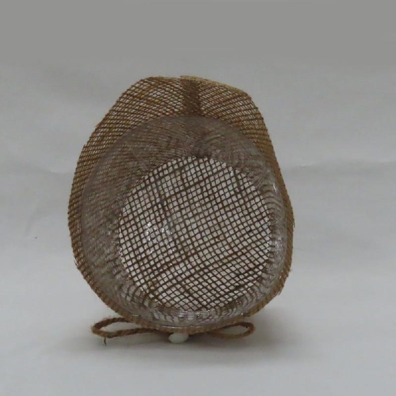 Pot en jute avec interieur PET cordelette et perle déco Ø12,5 H11 cm - par 12_1