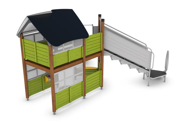 Structure multi-jeux 3 à 12 ans - Uniplay Cullerma 8061767 - Hags - Post Nature-Brown avec fondation à enterrer_1