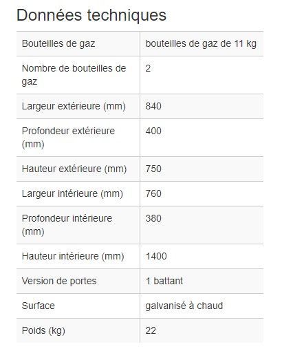 116961w - Armoire pour bouteilles de gaz liquéfié ST 20 - galvanisée, sécurisée et ventilée_1