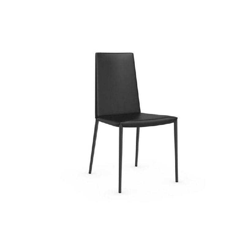 Lot de 2 chaises italiennes Boheme - Noir - Structure acier, assise et dossier en synderme - Design épuré_1
