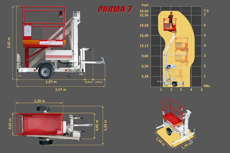 Nacelle tractable parma7 - matilsa - hauteur de travail 7.5 m - capacité du panier 2 personnes_1