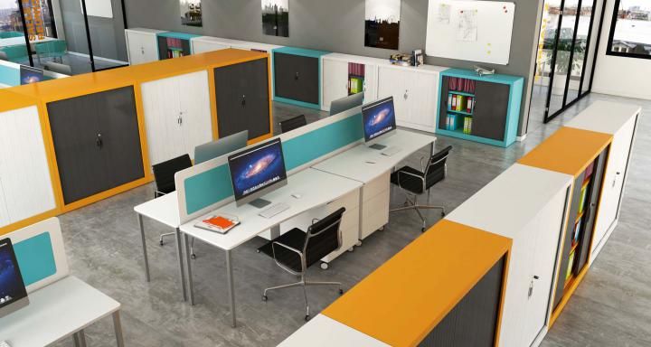 Armoire monobloc de bureau à rideaux - 6 hauteurs, 4 largeurs et multiples accessoires_1