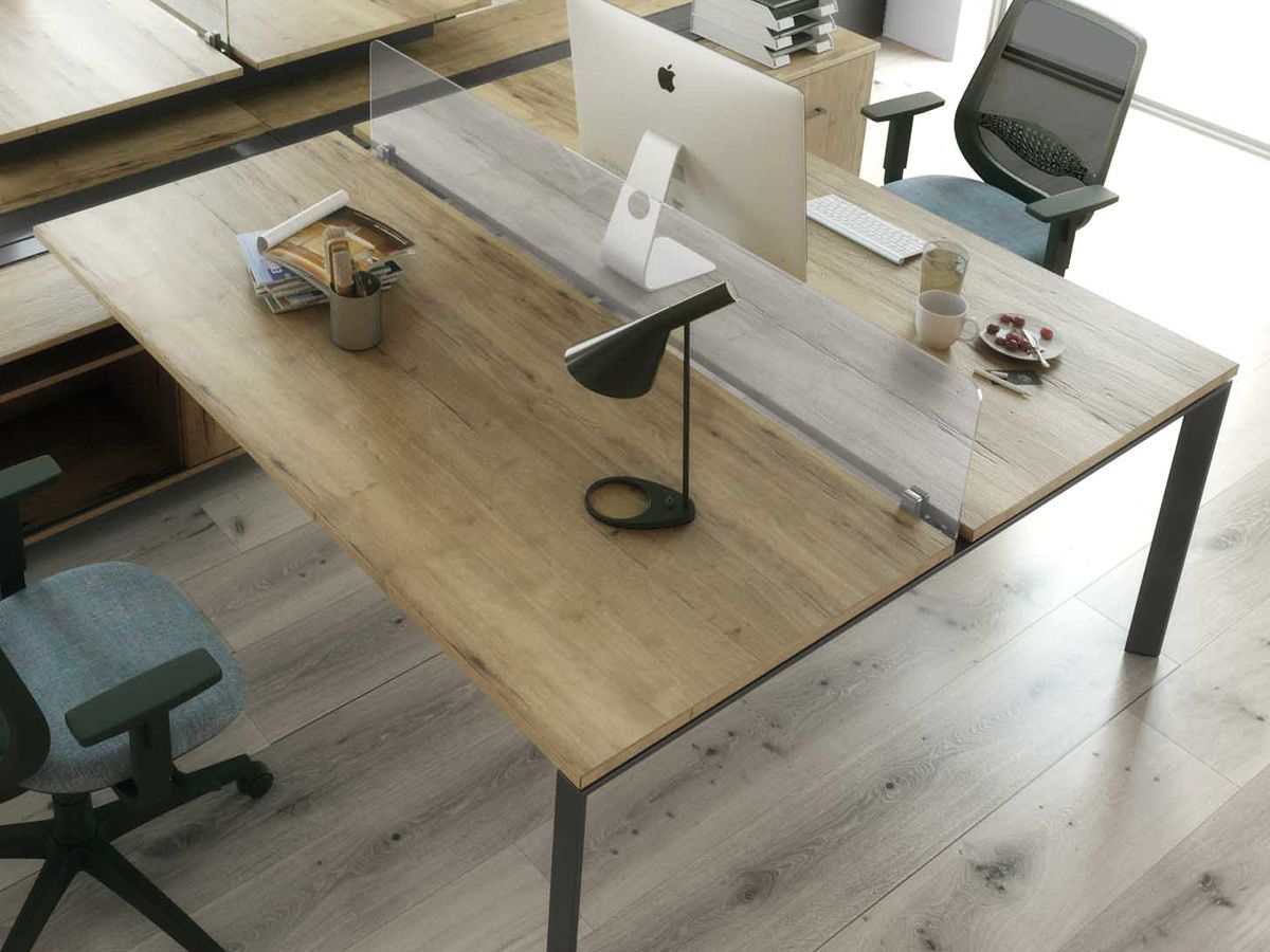 Bureau bench 4 personnes market r  sur crédences avec passage de câbles_1