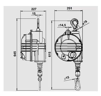 Équilibreur enrouleur ATEX 9502AX-9509AX - câble inox, capacité 20 à 100 kg, course 2100 mm_1