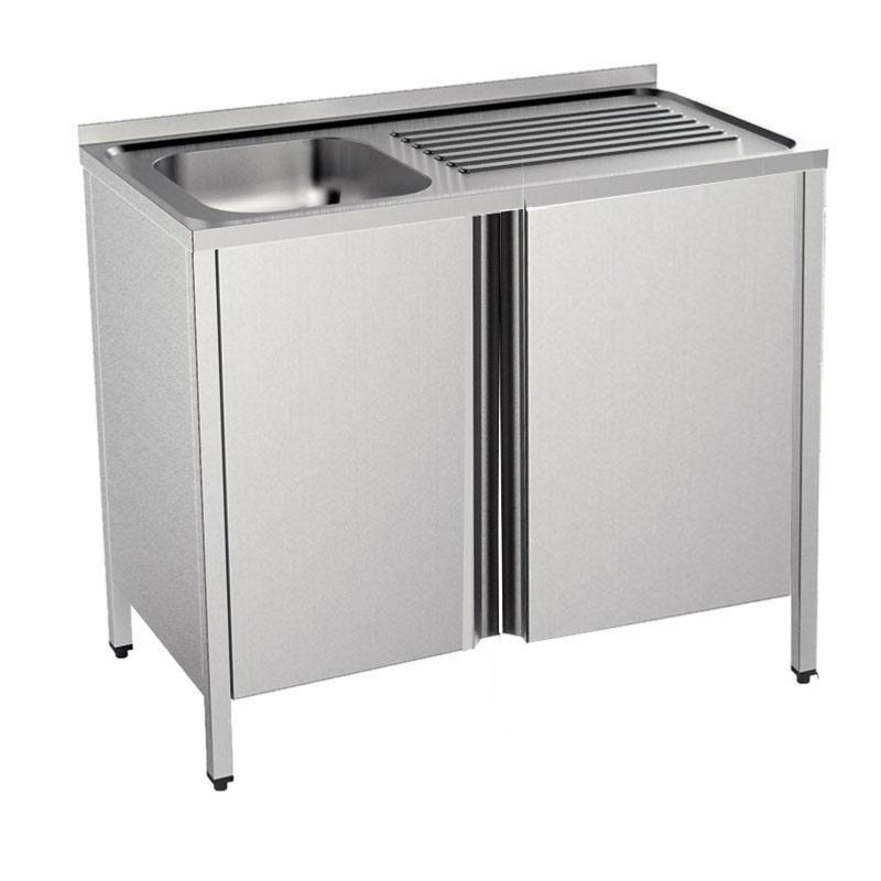 Plonge inox 1 bac et égouttoir sur placard - P 500 mm - 1000_1