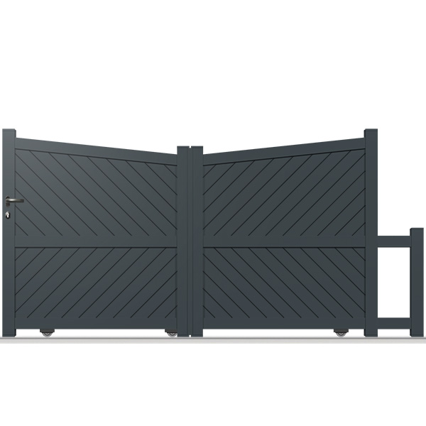 Portail coulissant aluminium à rail BA10 - simple vantail - en V - plein - robuste et durable_0