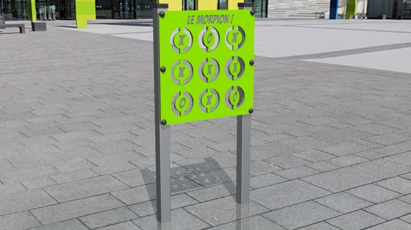 Tableau jeu inclusif - Morpion conforme EN1176 - Panneau ludique pour aires de jeux - Référence BTPANL02_1