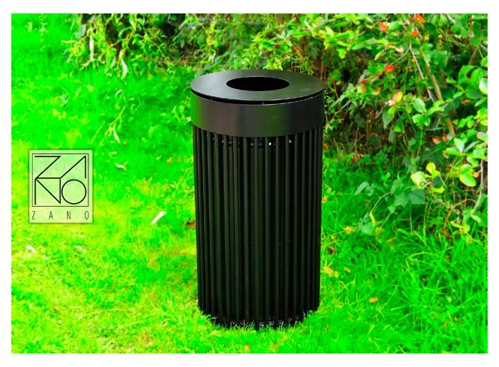 03.053.Sc - Poubelle urbaine Tubus Zano 65L - acier brossé, noir ou inoxydable_1