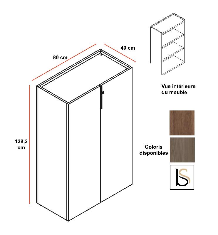 Armoire à portes battantes Segno - Dellarovere. - Moyenne, Chêne foncé_1