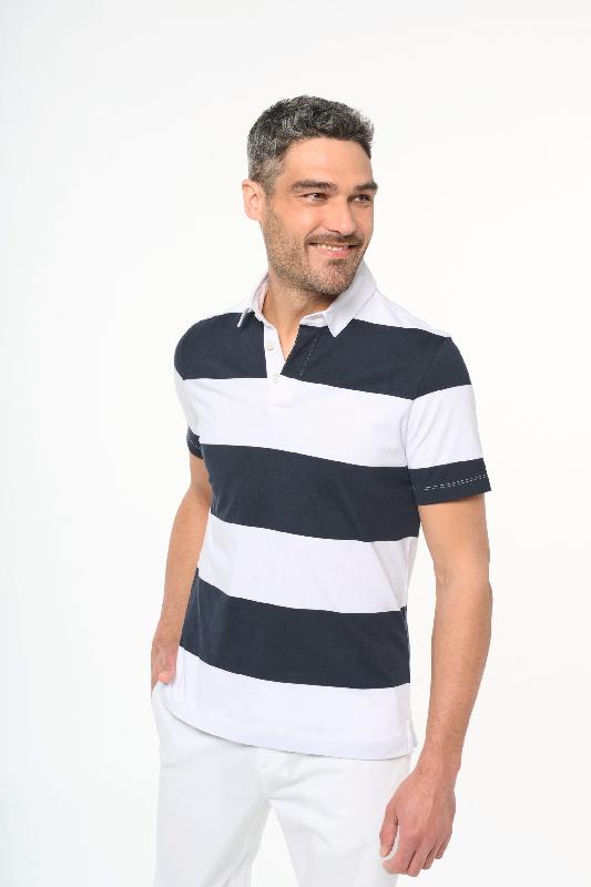 Polo rugby rayé manches courtes unisexe - Kariban - Réf: K286 - 100% coton peigné - Coupe ajustée - Disponibles en tailles 3XL et 4XL_1