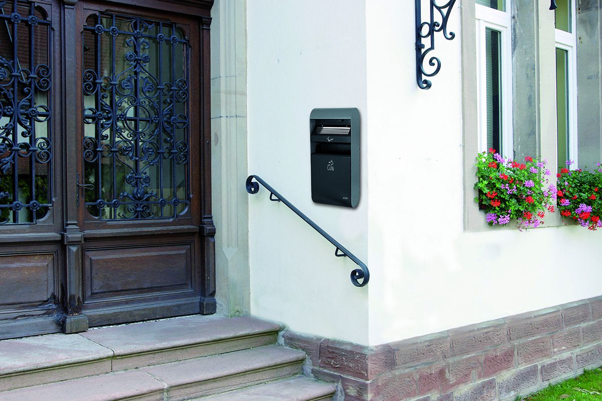 Poubelle murale 14L avec cendrier 3L - acier galvanisé, verrouillage par clé, design anti-fumée_1