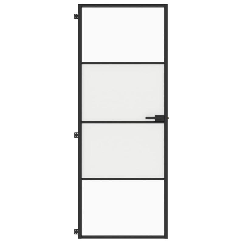 Vidaxl porte intérieure mince noir 76x201,5 cm verre trempé aluminium 155116_1