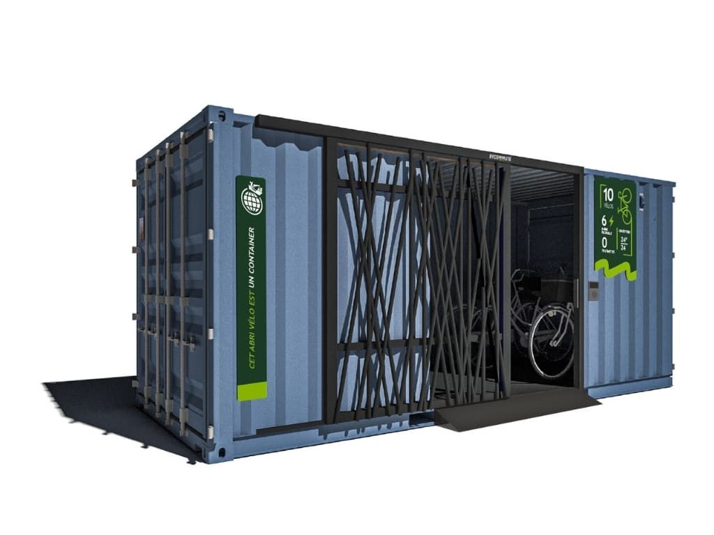 Abri vélo sécurisé et fermé éco-responsable - structure en container maritime, personnalisable et modulable_1