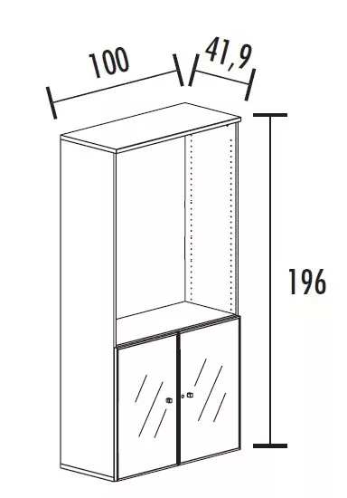 Armoire combiné portes en verre avec serrure sur cadre alu - 3 étagères - hauteur 196 cm So Madrid_1