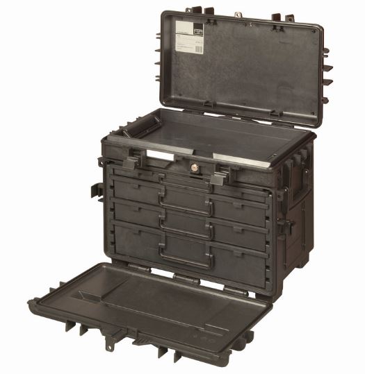 Boîte à outils rigide 150 L - roulettes, poignée télescopique, 4 tiroirs - 600x400x470 mm - 4750RCWD4_1