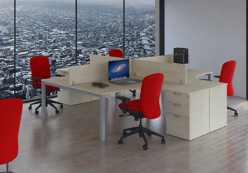 Bureau bench 4 personnes Tempo - Mobel  Linea. - Blanc 9010, Blanc, 4 tiroirs, 320_2