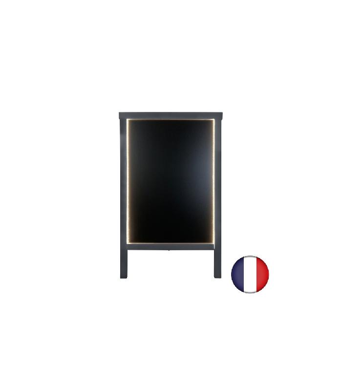 Chevalet stop trottoir en bois - Dimensions 90 x 55 cm avec éclairage LED et batterie 9 800 mAh - Référence : LSTF49AN-LED-BA98_1