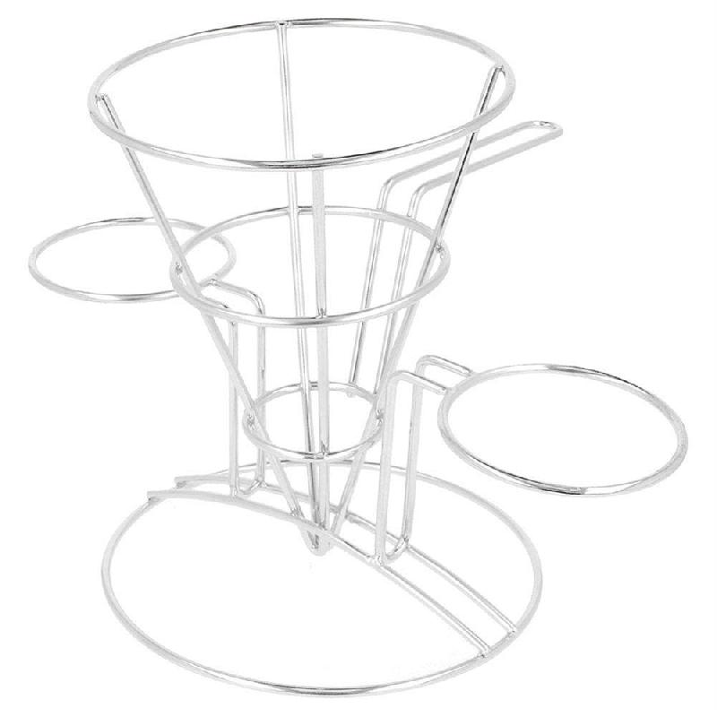 Panier à frites avec 2 pots à sauce en inox 10,8x15,24cm - par 12_1