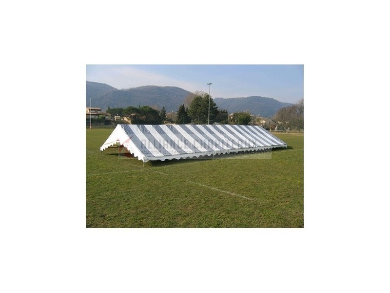 Tente de stockage fermée complète - structure fixe en acier - couverture unie - ancrage au sol avec platine - 8 x 5 x 3.37 m - homologuée CTS7 - fabrication française_1