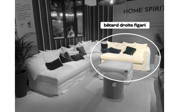 Canapé bâtard 3 places Figari 170 cm G/D - Home Spirit - 100% déhoussable avec coussins en plumes_1