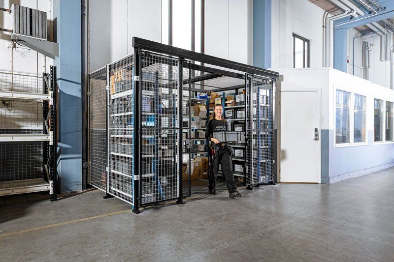 Cloisons grillagées de stockage - X-Store 2.0 avec plafond auto-portant et multiples combinaisons_1