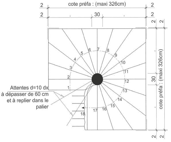 Escalier hélicoïdal eh - recherche et industrialisation du batiment - dimension 326 x 326 cm_2