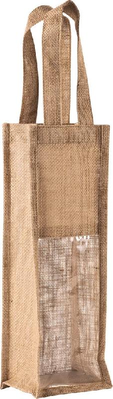 Sac porte-bouteille en jute avec fenêtre transparente - Réf: KI0267 - Kimood_1