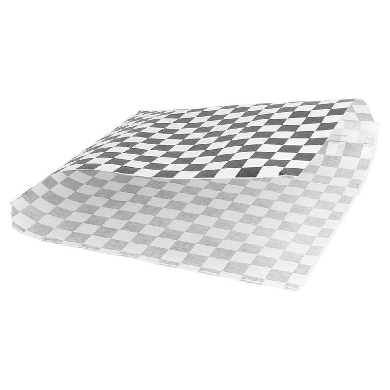 Sachet papier ingraissable Damier noir 2 côtés ouverts 16x16,5cm - par 500_1