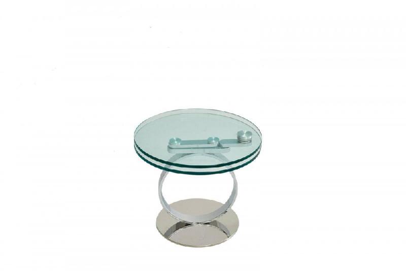Table basse NANO - plateaux pivotants en verre trempé et structure en acier chromé - design contemporain_1