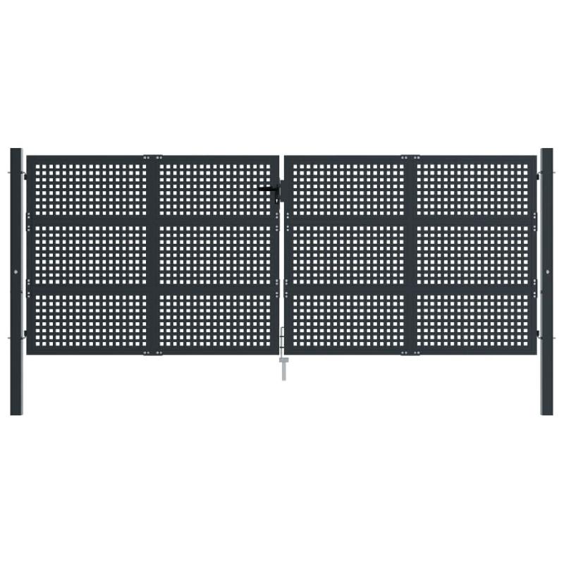 Vidaxl portail de jardin anthracite 400x175 cm acier 154573_1