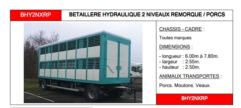 Bétaillère hydraulique Bhy2nxrp - 2 niveaux - carrosserie Guitton - remorque aluminium_1