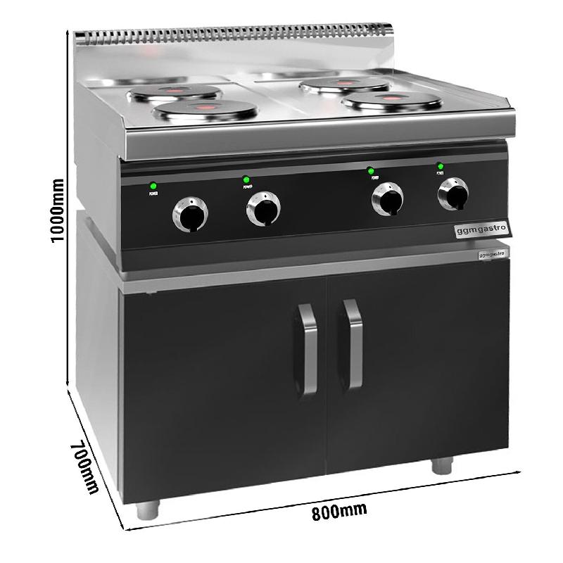 Cuisinière électrique - 9,2 kW - 4 plaques rondes - incl. Soubassement avec 2 portes  - Mario 700 | GGM -EHK873E-GK866T_1