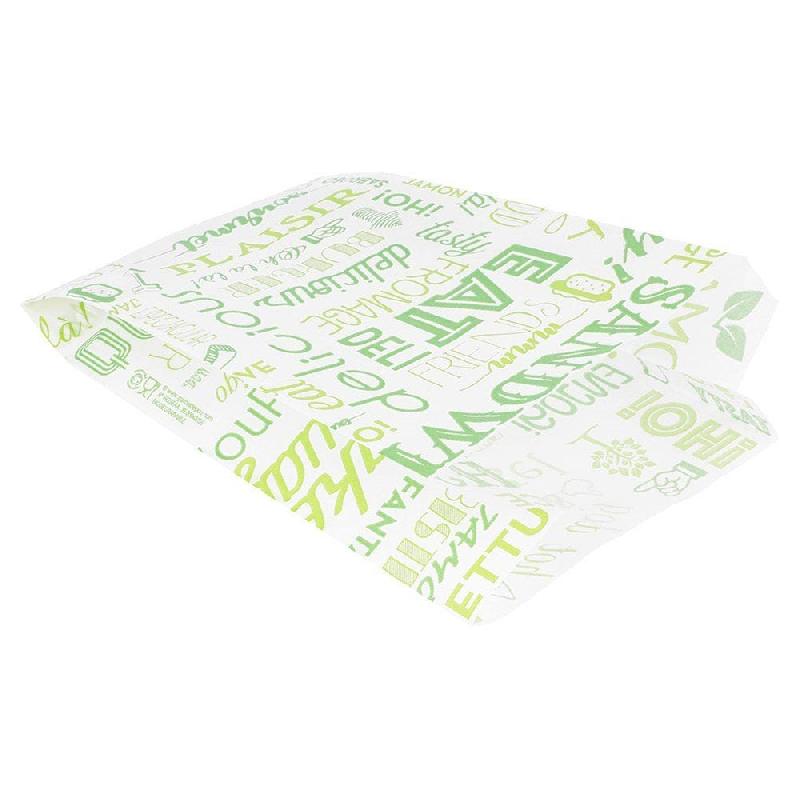 Sachet papier ingraissable burger et hotdog Parole vert 12+7x18cm - par 500_1