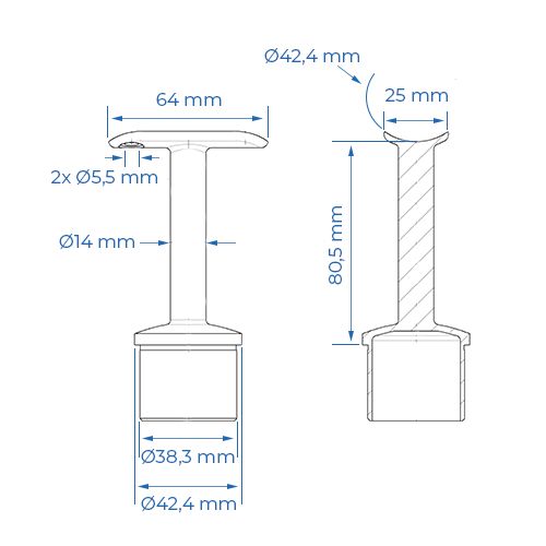 Support fixe inox Ø42,4mm_1