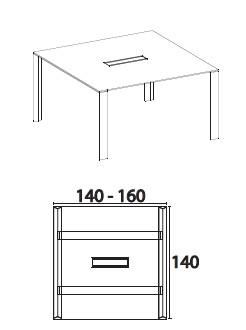 Table de réunion X7 avec plateau laqué - Officity - 140, Chromé, Tele Gris RAL 7047_1