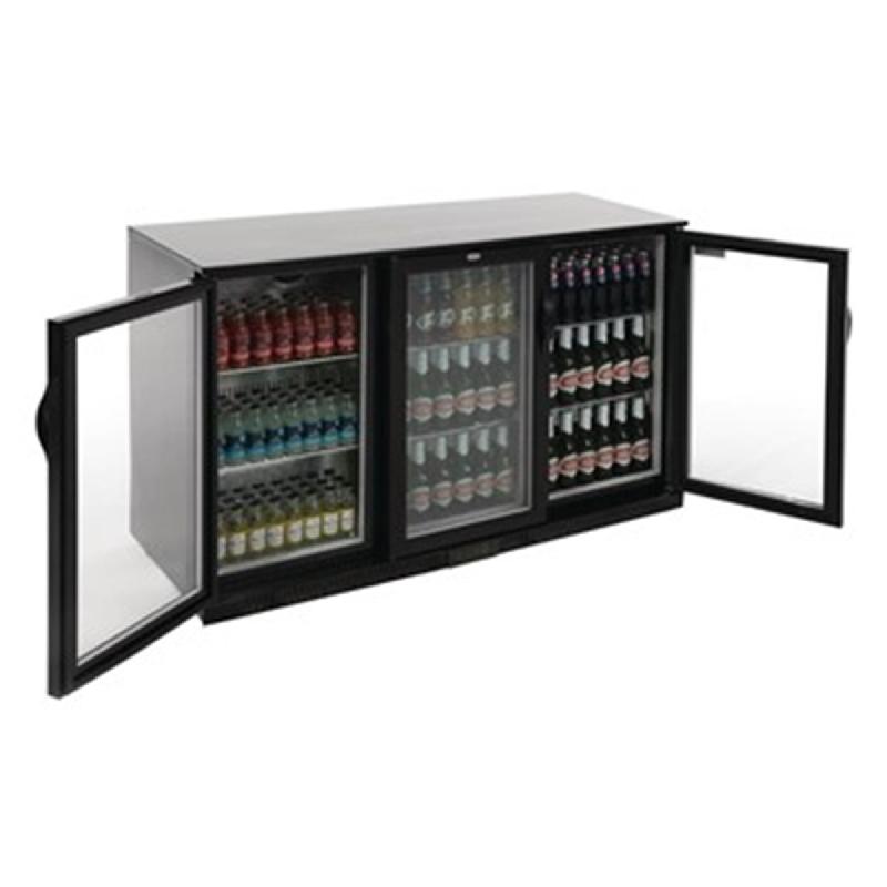 Arrière-bar trois portes pivotantes Série G noir 330L | Polar - GL004_1