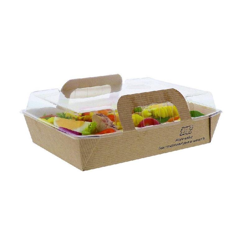 Barquette avec couvercle repas chaud vision M 850ml 16.8x12.2x4cm - par 25_1