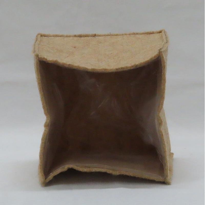 Pot en jute naturel intissé avec doublure en plastique 16x16x14 cm - par 12_1