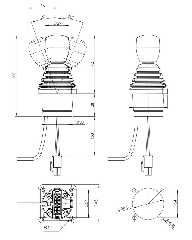 HS0 - Joysticks industriels - Spohn & Burkhardt - Technologie 3D-HALL, guidon 12 mm, conception compacte_1