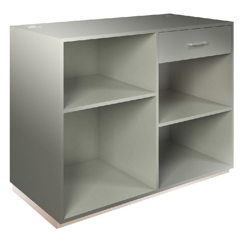 Comptoir Vertigo T01 avec tiroir MDF naturel et gris alu 120x60x93cm_1