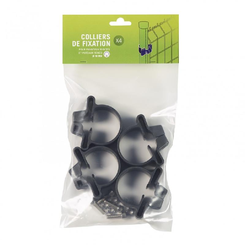 Lot de 4 colliers - Arista gris - h.3 x p.15 cm - pour pose de panneau avec poteau UNIVERS Diamètre 48mm_1