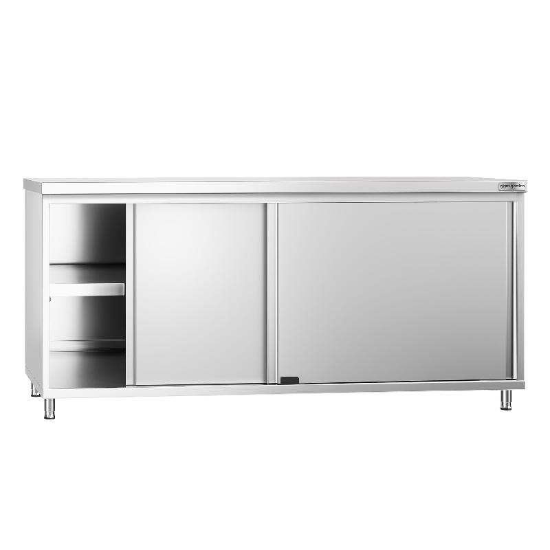 Meuble bas inox central P 700 mm avec portes - 1800_1