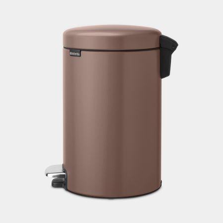 Poubelle à pédale NewIcon 12 litres - Satin Taupe - Brabantia - Petite taille, pédale en acier inoxydable, couvercle anti-odeurs et système anti-basculement_1